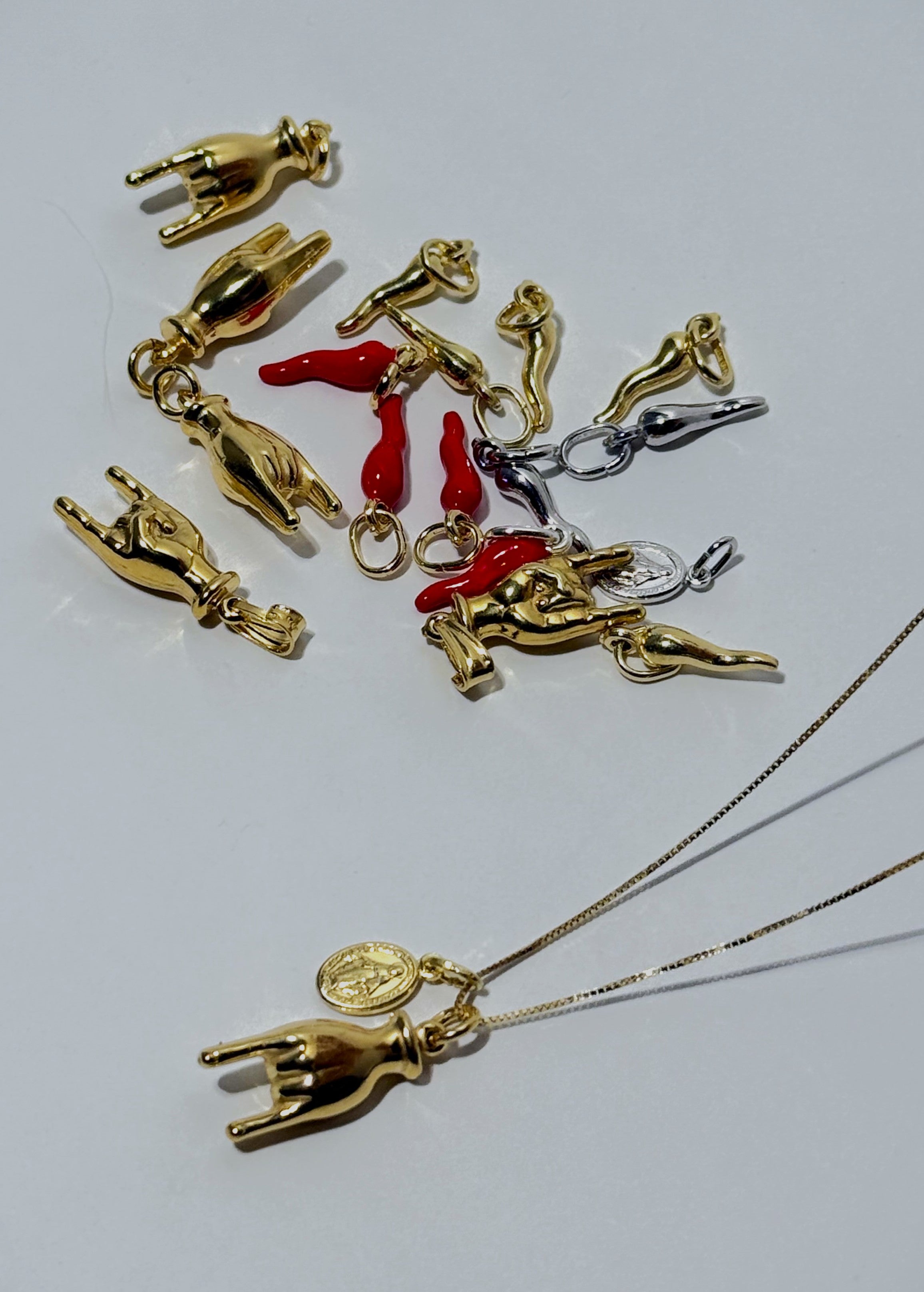 COLLANA SACRO E PROFANO CON CATENA VENEZIANA DA 45CM IN ARGENTO 925 GOLD