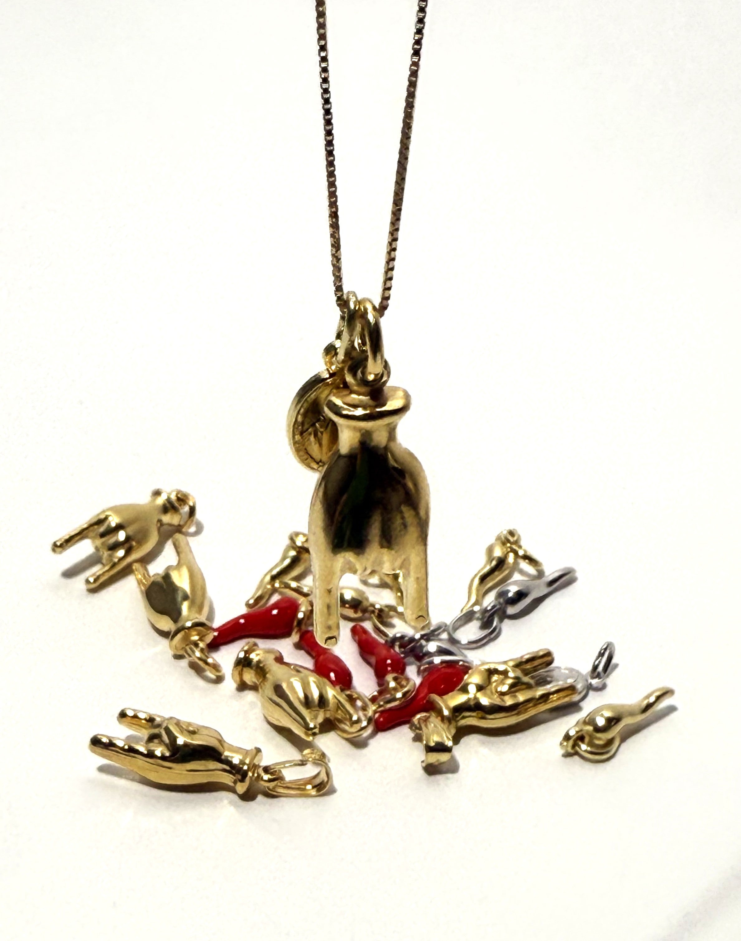 COLLANA SACRO E PROFANO CON CATENA VENEZIANA DA 45CM IN ARGENTO 925 GOLD