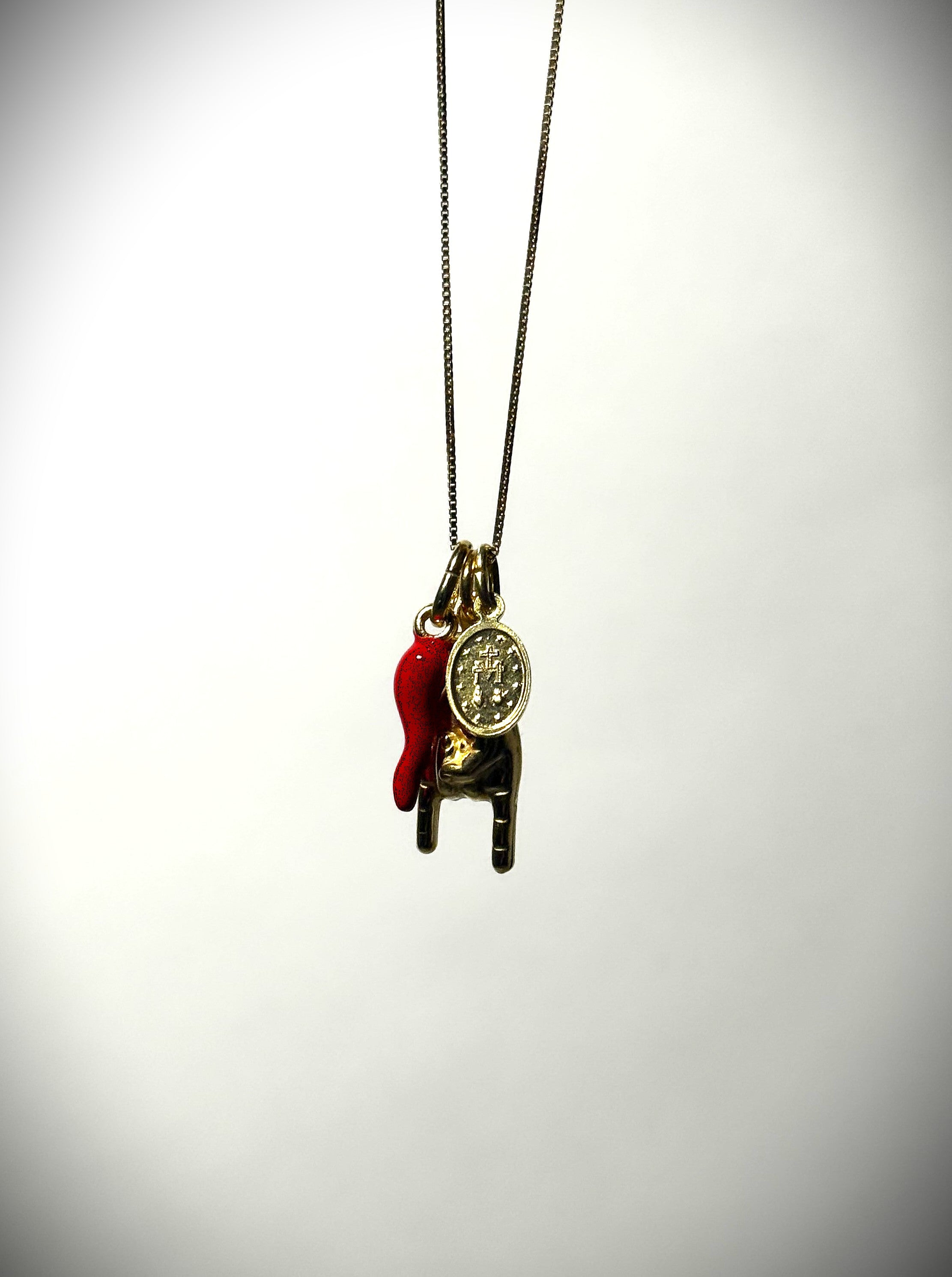 COLLANA SACRO E PROFANO CON CATENA VENEZIANA DA 45CM IN ARGENTO 925 GOLD