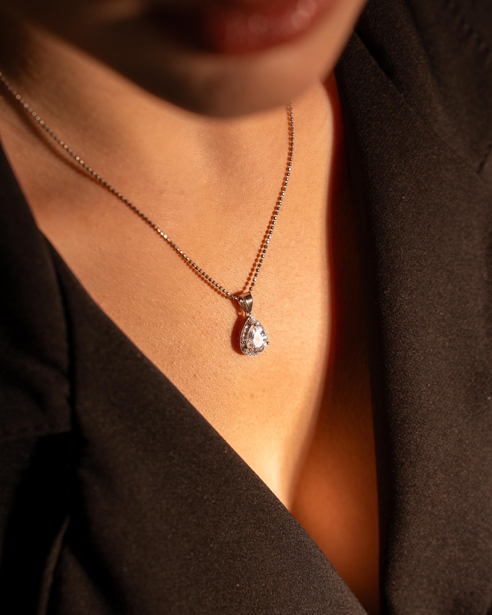 COLLANA LINEA ANGELICA GOCCIA BIANCA IN ARGENTO 925 E ZIRCONI