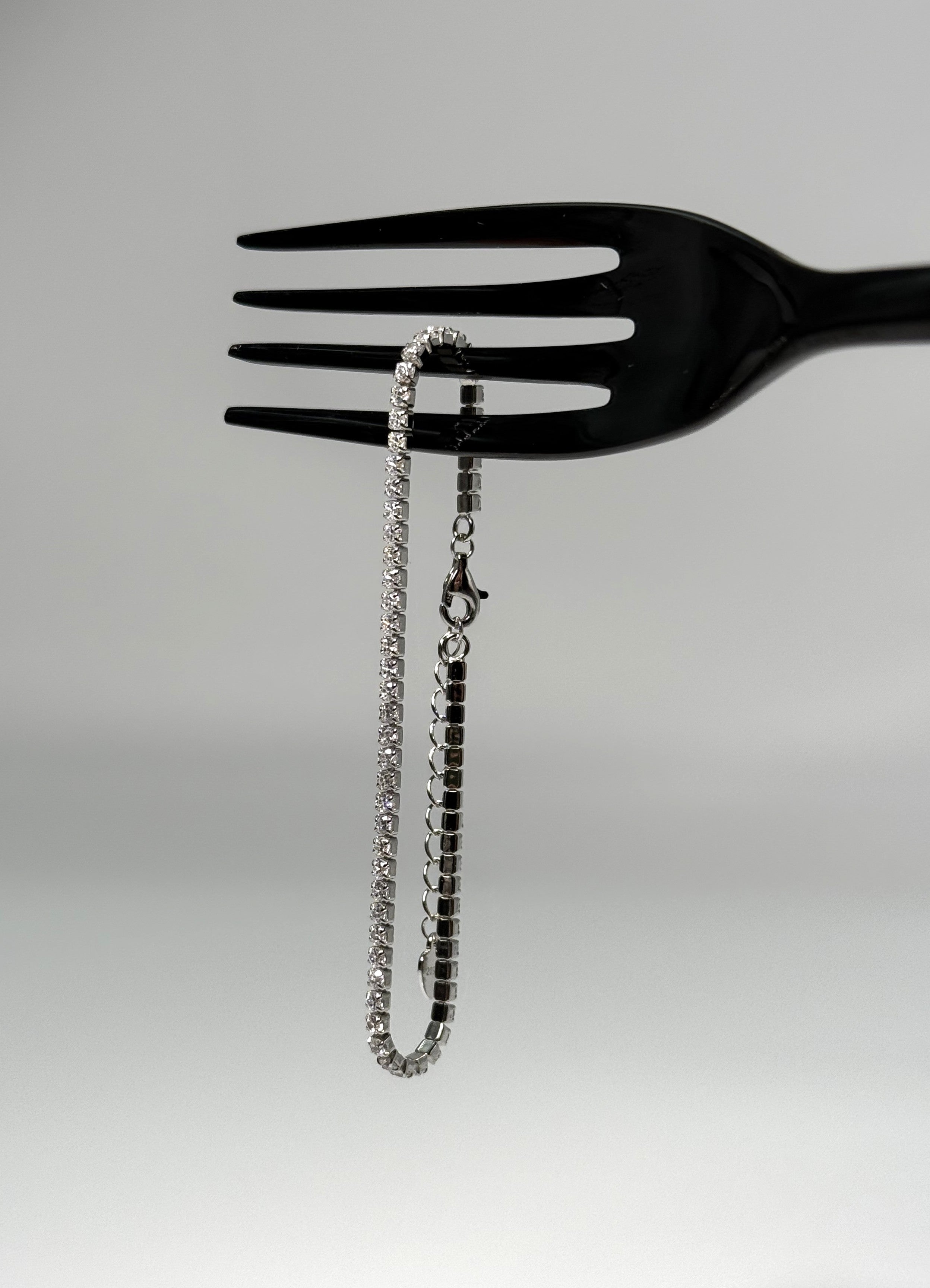 BRACCIALE TENNIS 2MM BIANCO ARGENTO 925