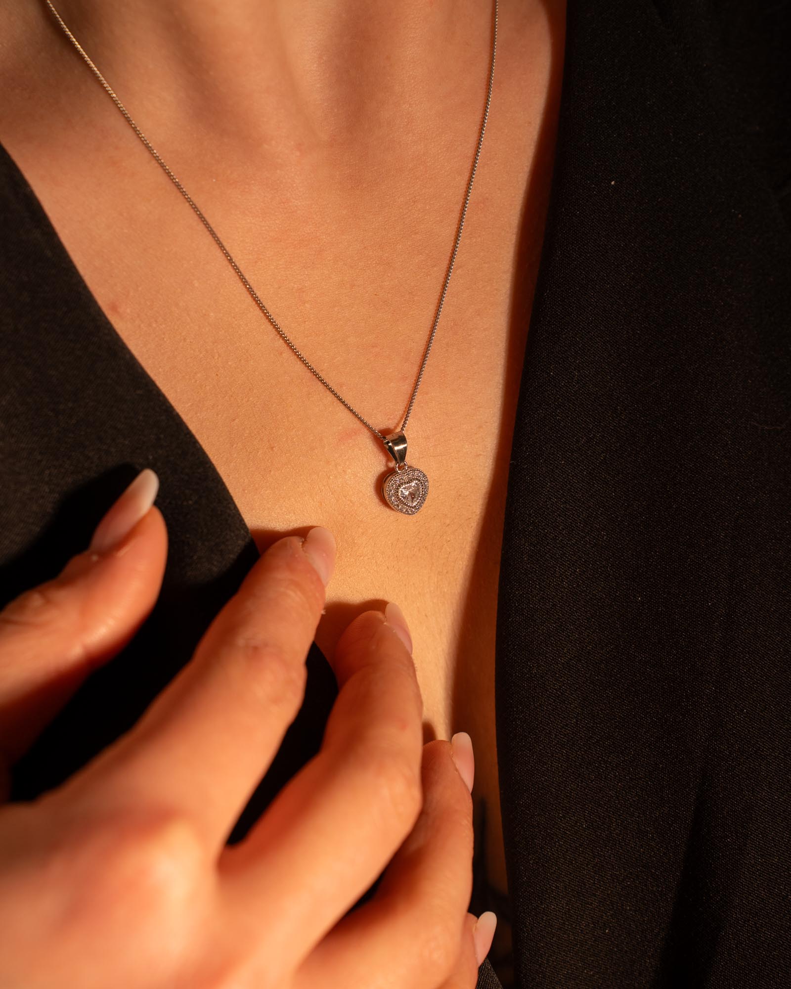 COLLANA LINEA MAYRA CUORE BIANCO ARGENTO 925 E ZIRCONI