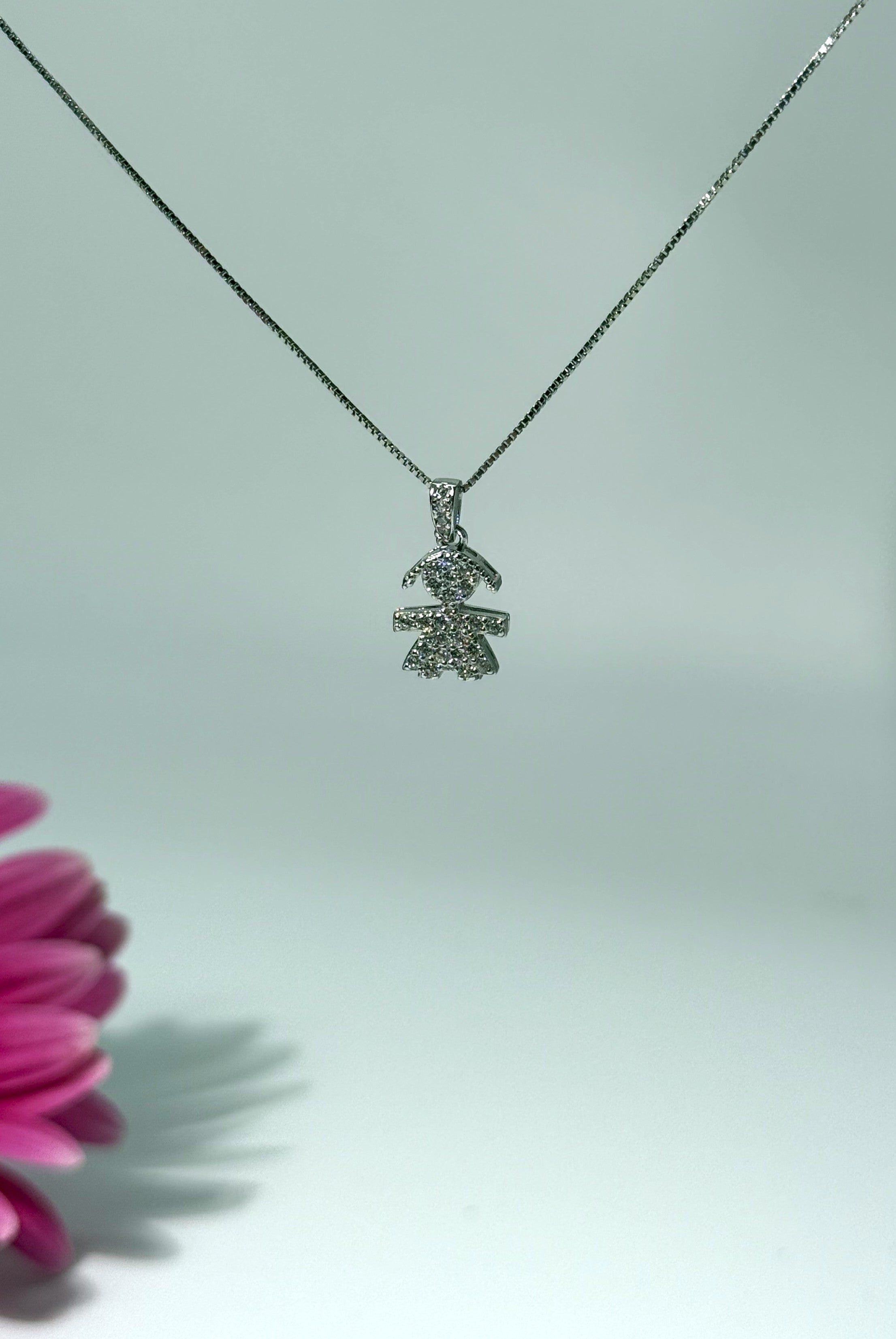 COLLANA CON CIONDOLO BIMBA ZIRCONATO (1.5CM) IN ARGENTO 925