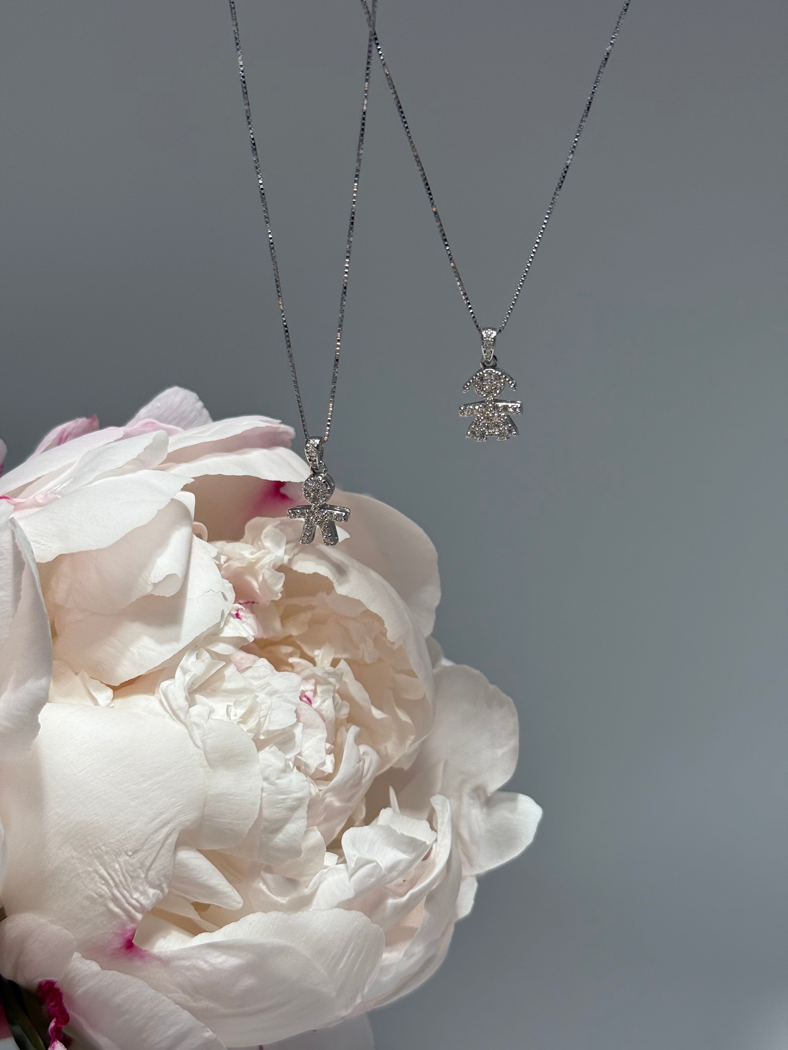 COLLANA CON CIONDOLO BIMBA ZIRCONATO (1.5CM) IN ARGENTO 925