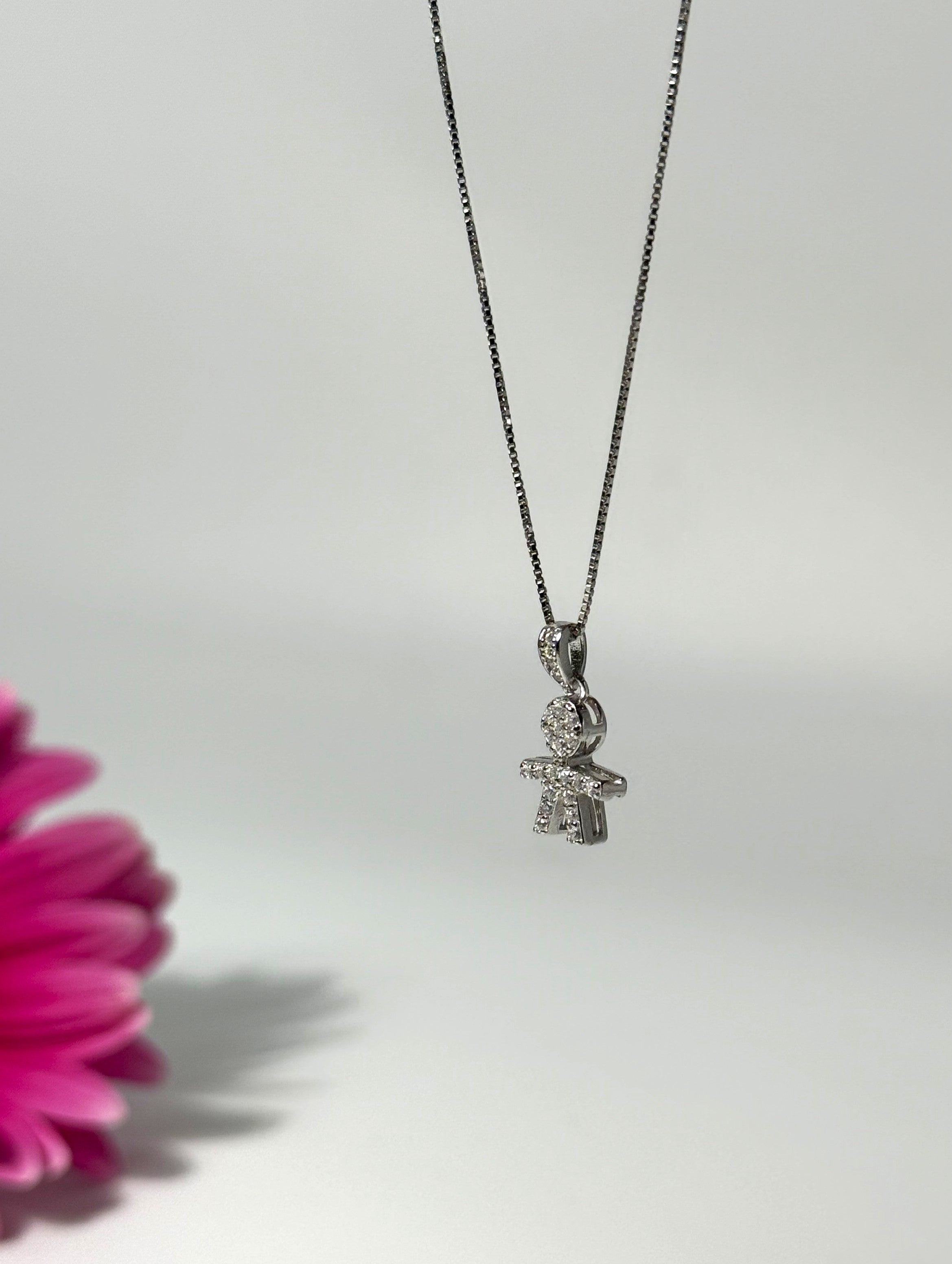 COLLANA CON CIONDOLO BIMBO ZIRCONATO (1.5CM) IN ARGENTO 925