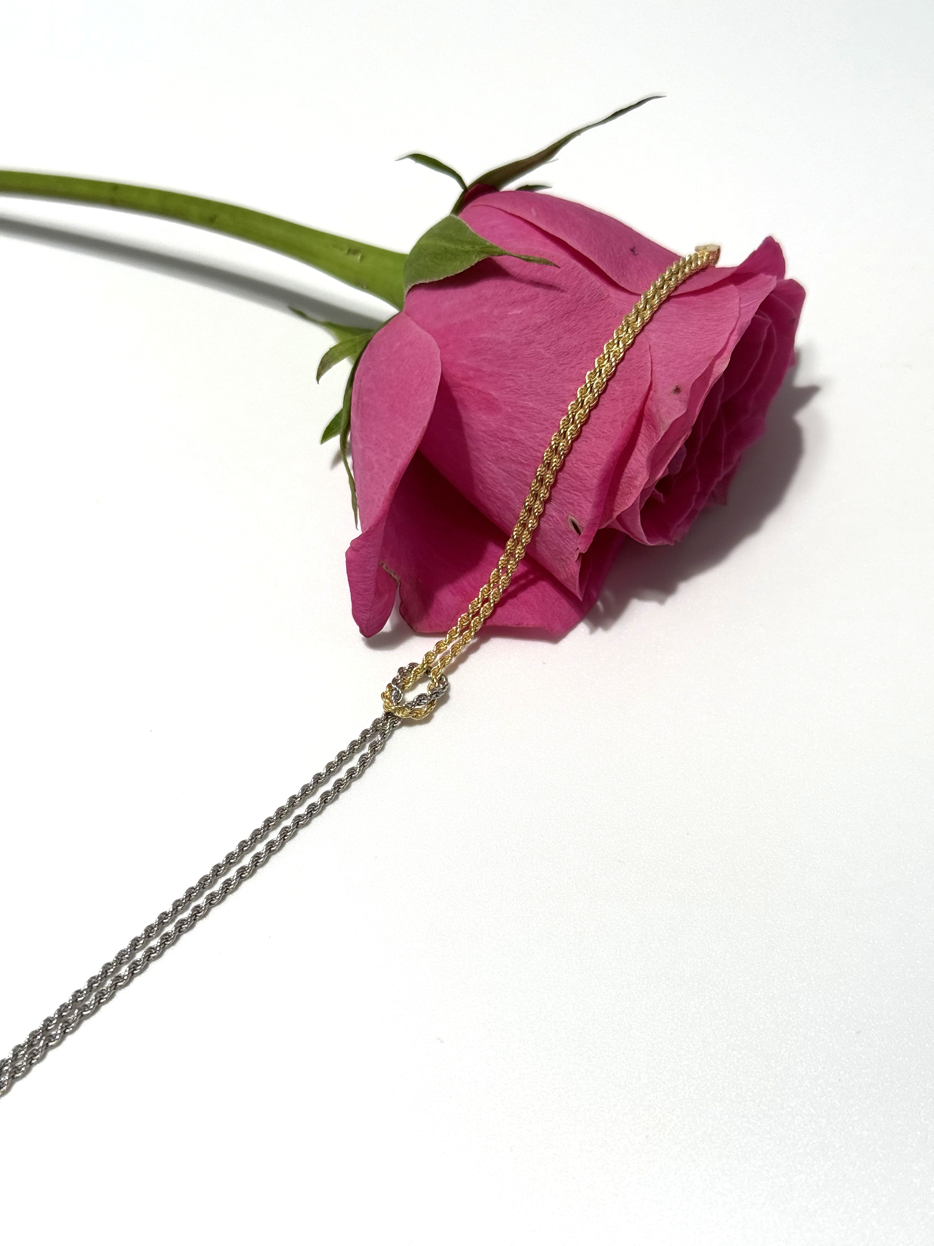 BRACCIALE FUNETTA NODO BICOLOR IN ARGENTO 925