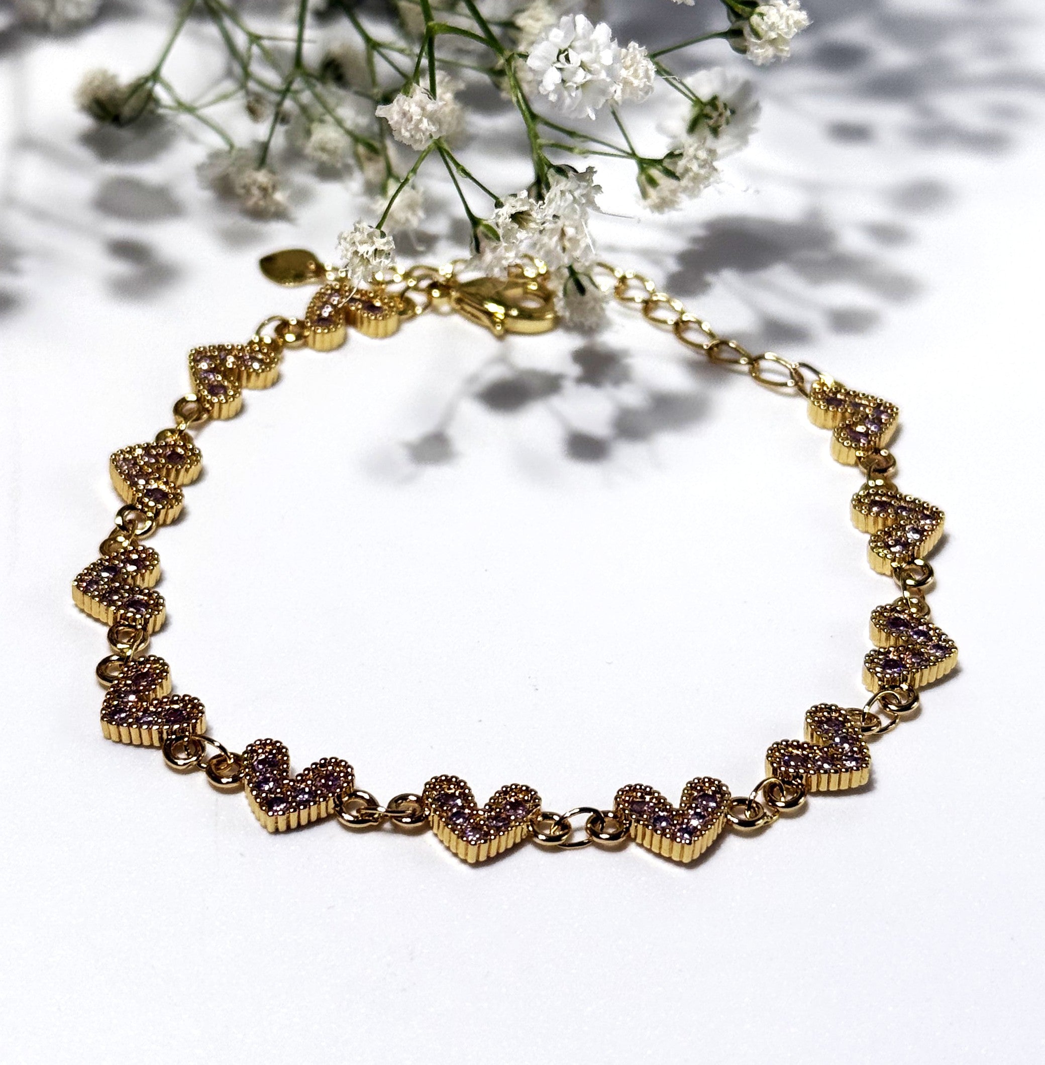BRACCIALE CORE STRASS ROSA ACCIAIO 304 GOLD