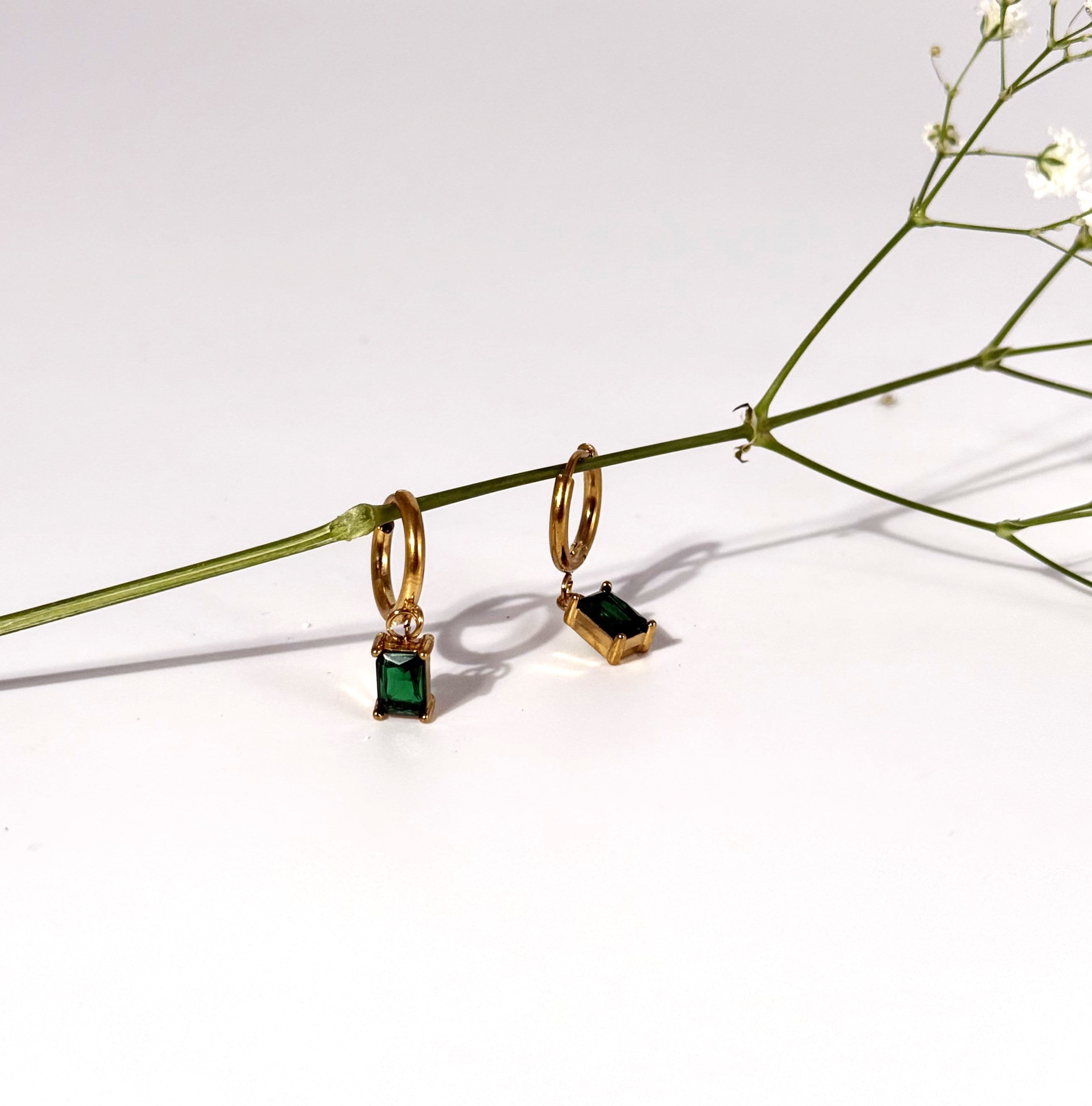 ORECCHINO CARLA VERDE ACCIAIO 316