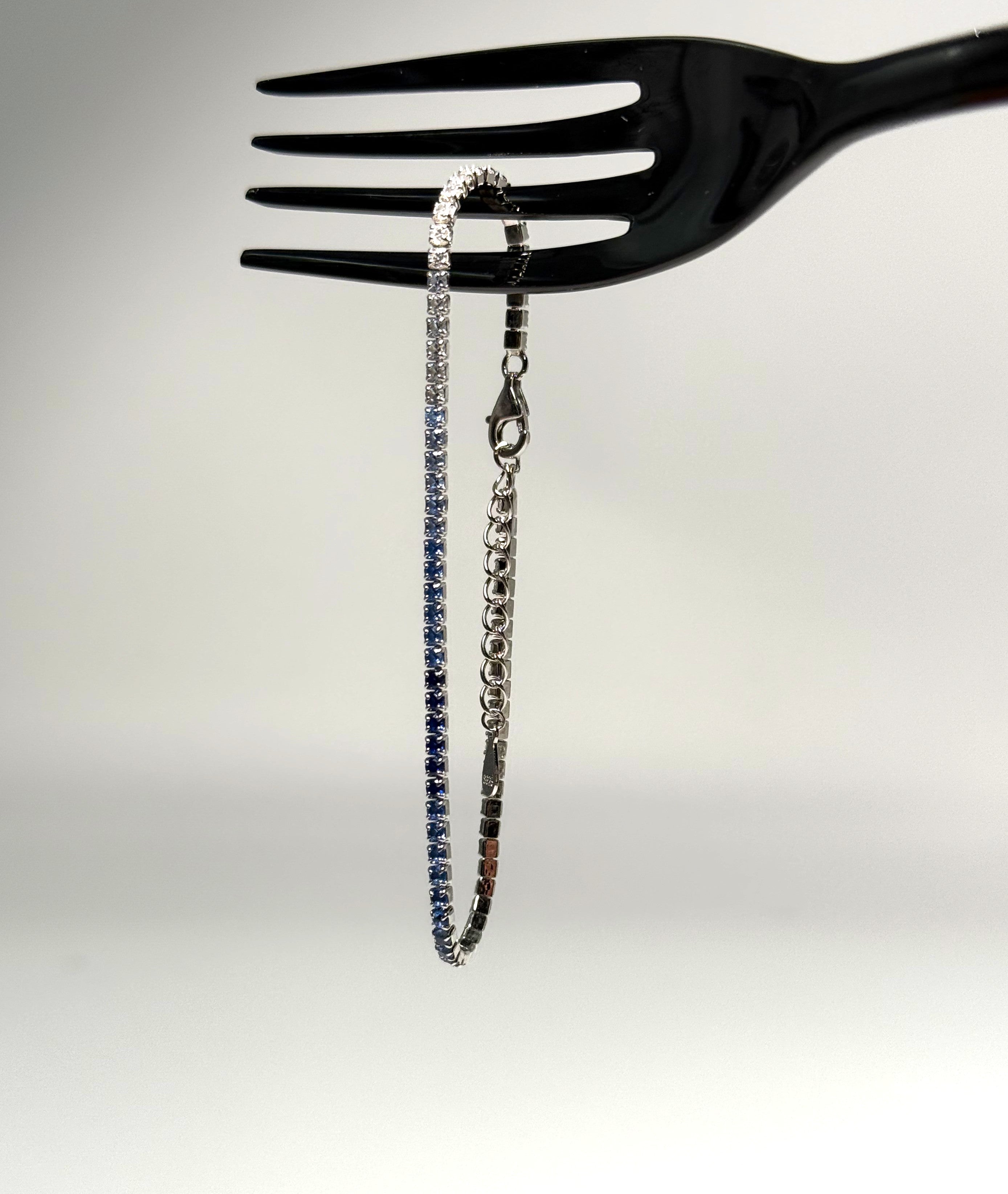 BRACCIALE TENNIS BASIC 2MM SFUMATO BLU ARGENTO 925