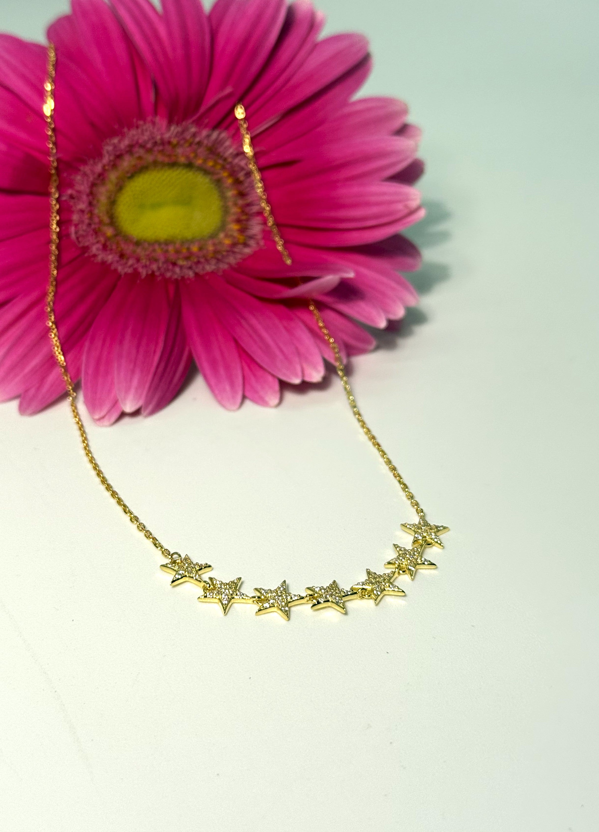 COLLANA SETTE STELLE ARGENTO 925 COL.ORO