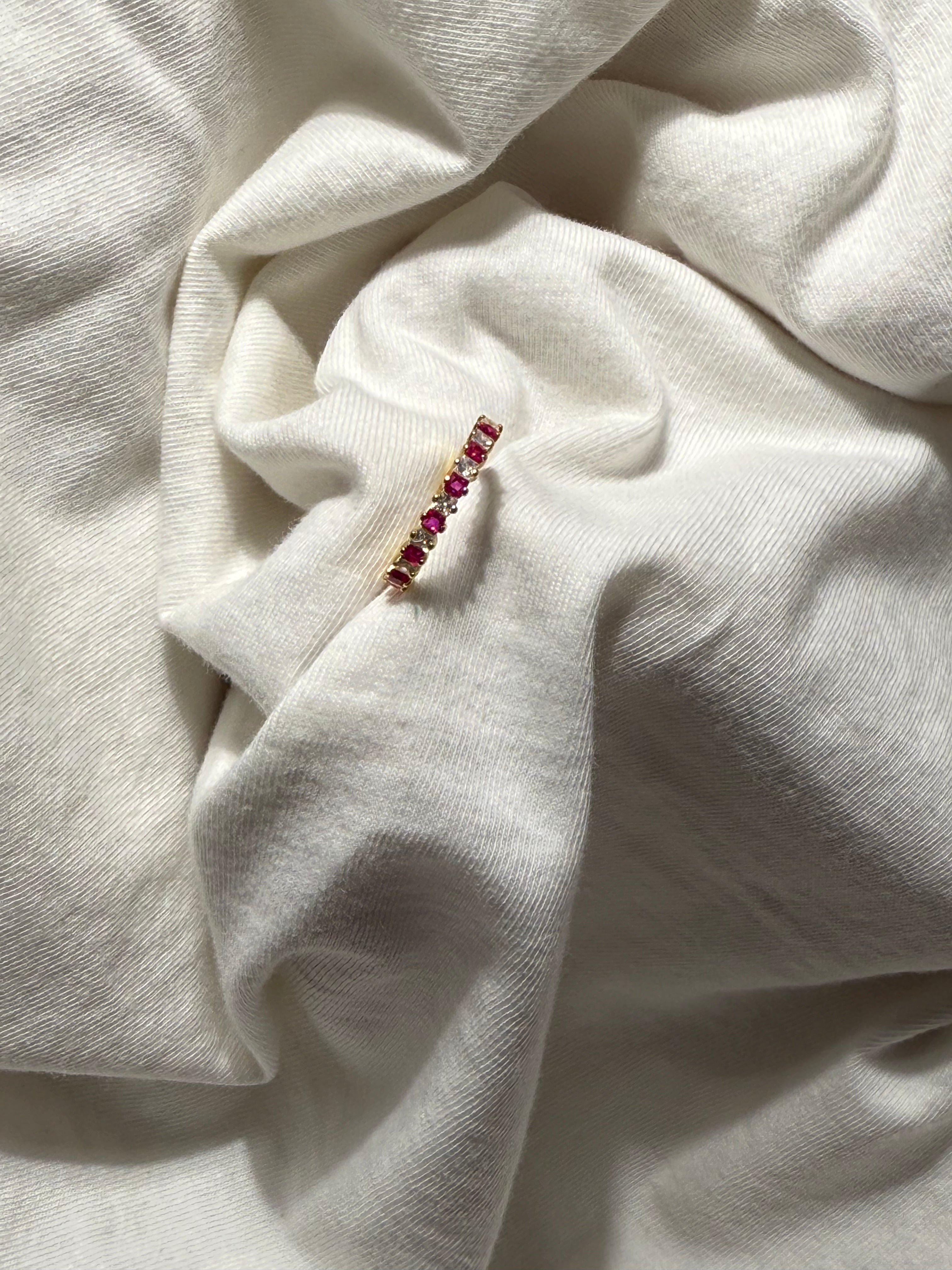 ANELLO ADELE ARGENTO 925 COL.ORO ZIRCONI BIANCO/MAGENTA