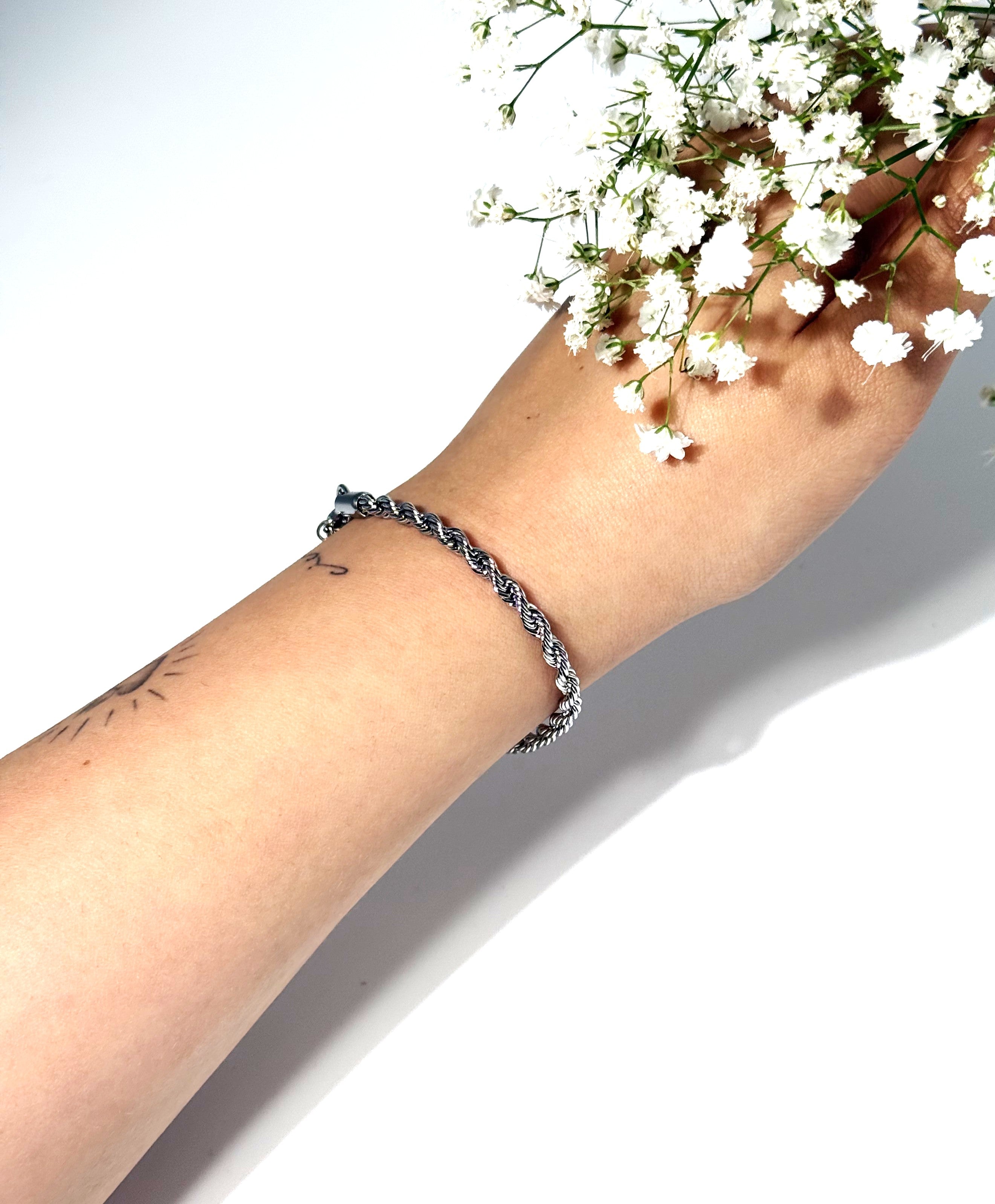 BRACCIALE FUNETTA ACCIAIO 316 4MM SILVER 17+5CM