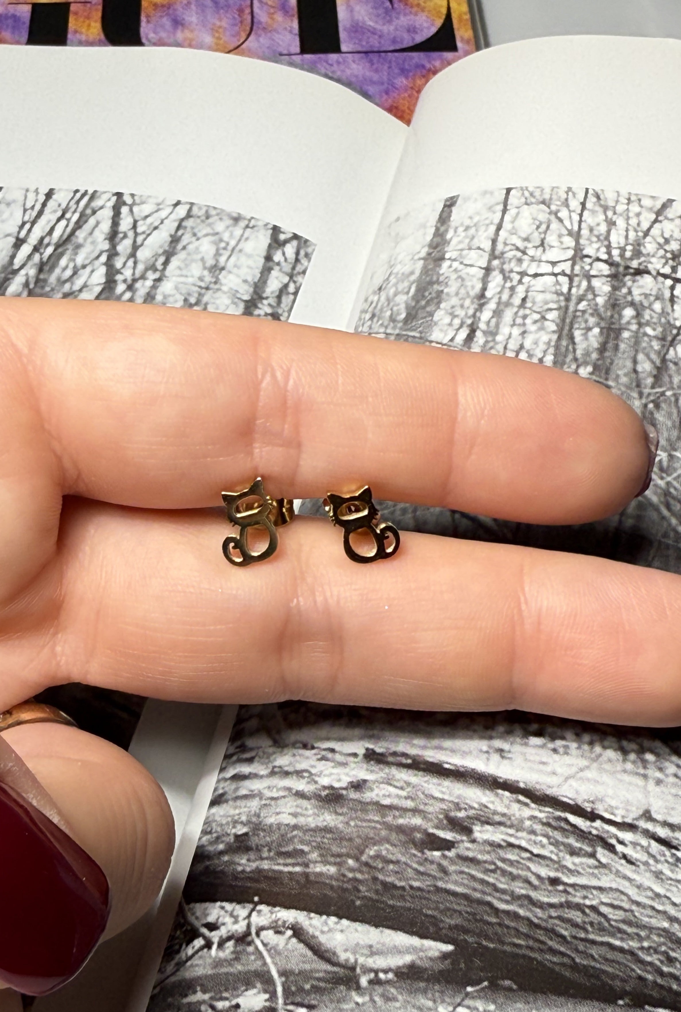 ORECCHINI SAGOMA GATTO ACCIAIO 304 GOLD