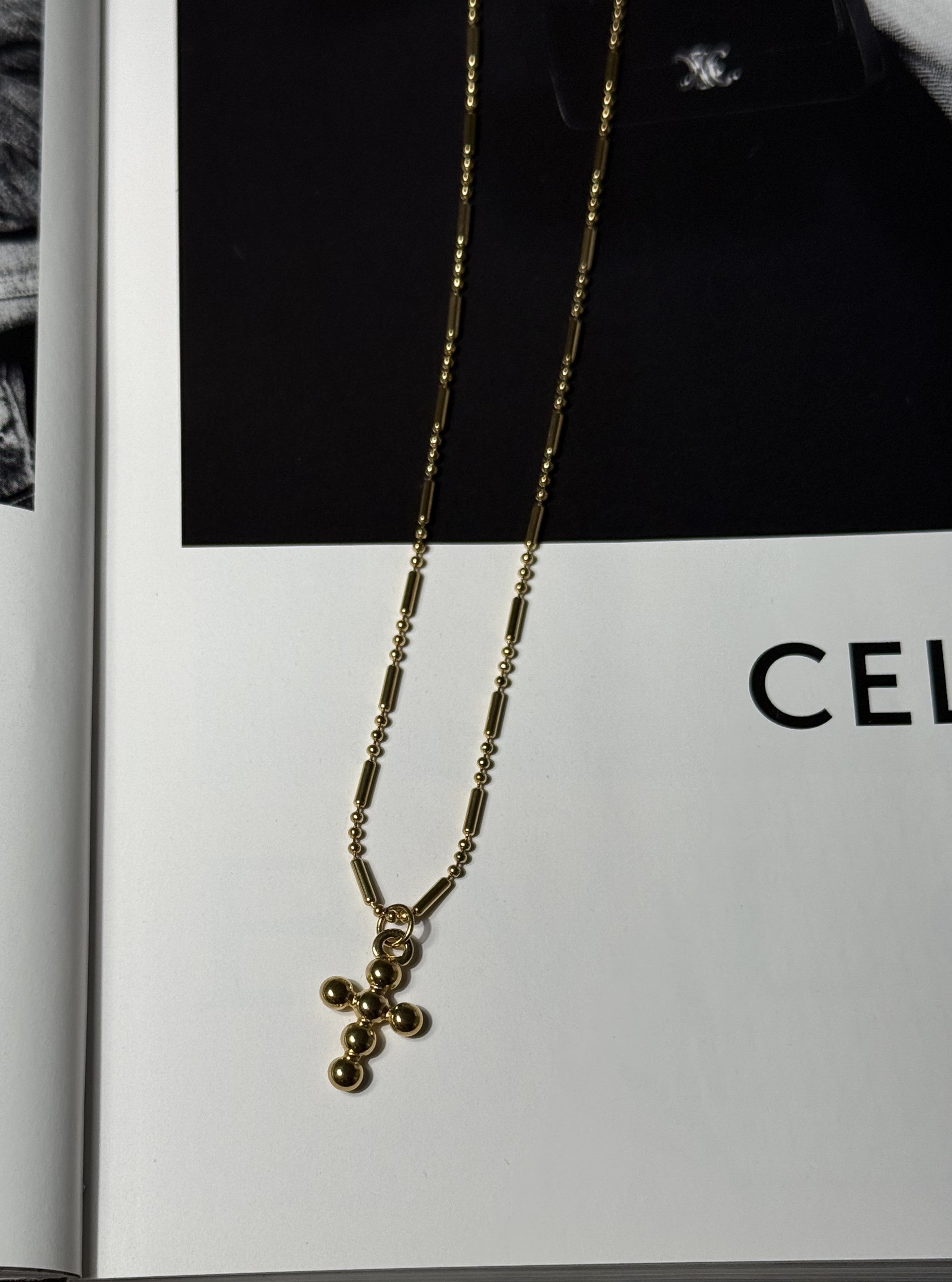 COLLANA CROCE BUBBLE ACCIAIO 316L GOLD