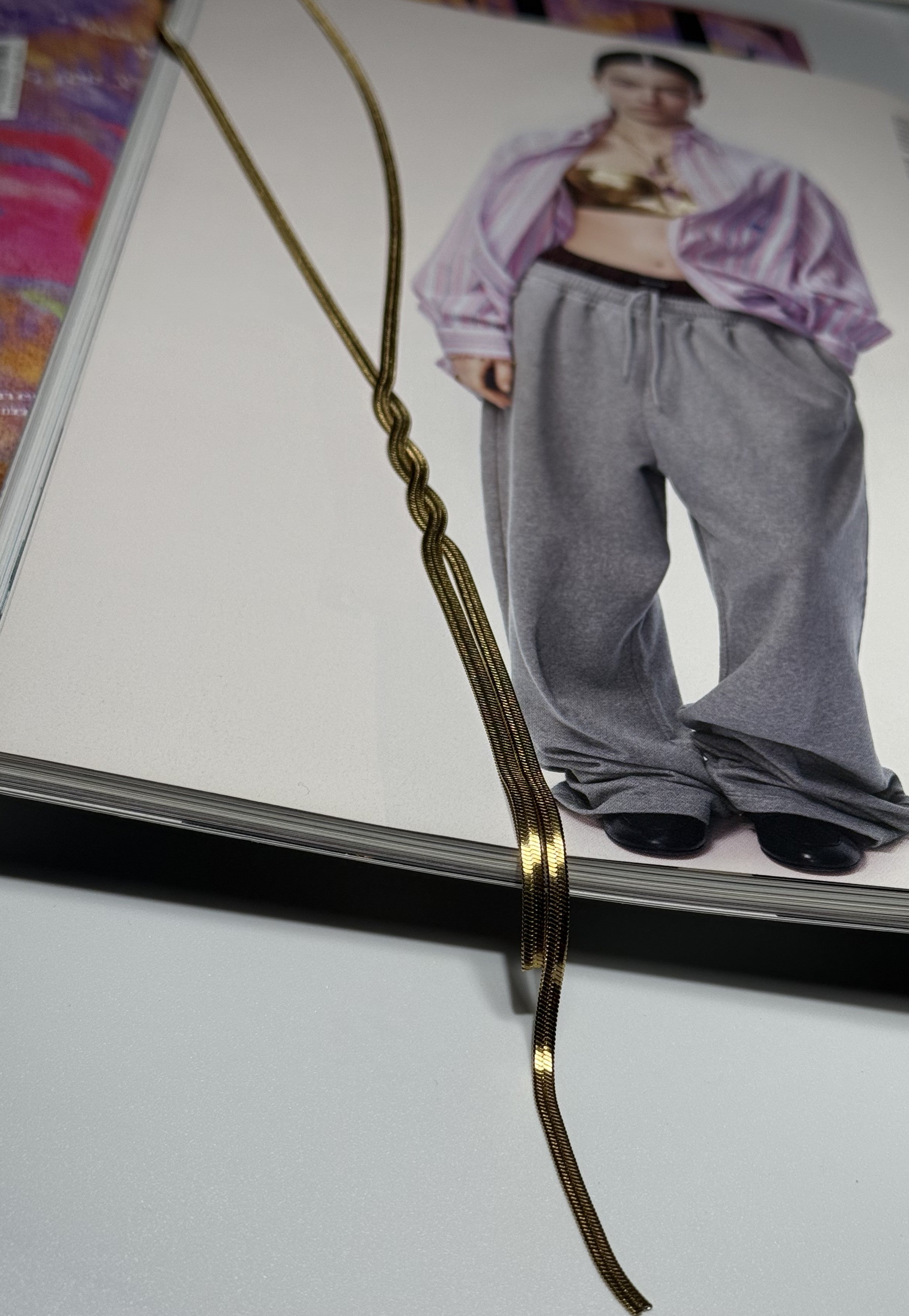 COLLANA INTRECCIO SNAKE GOLD ACCIAIO 304