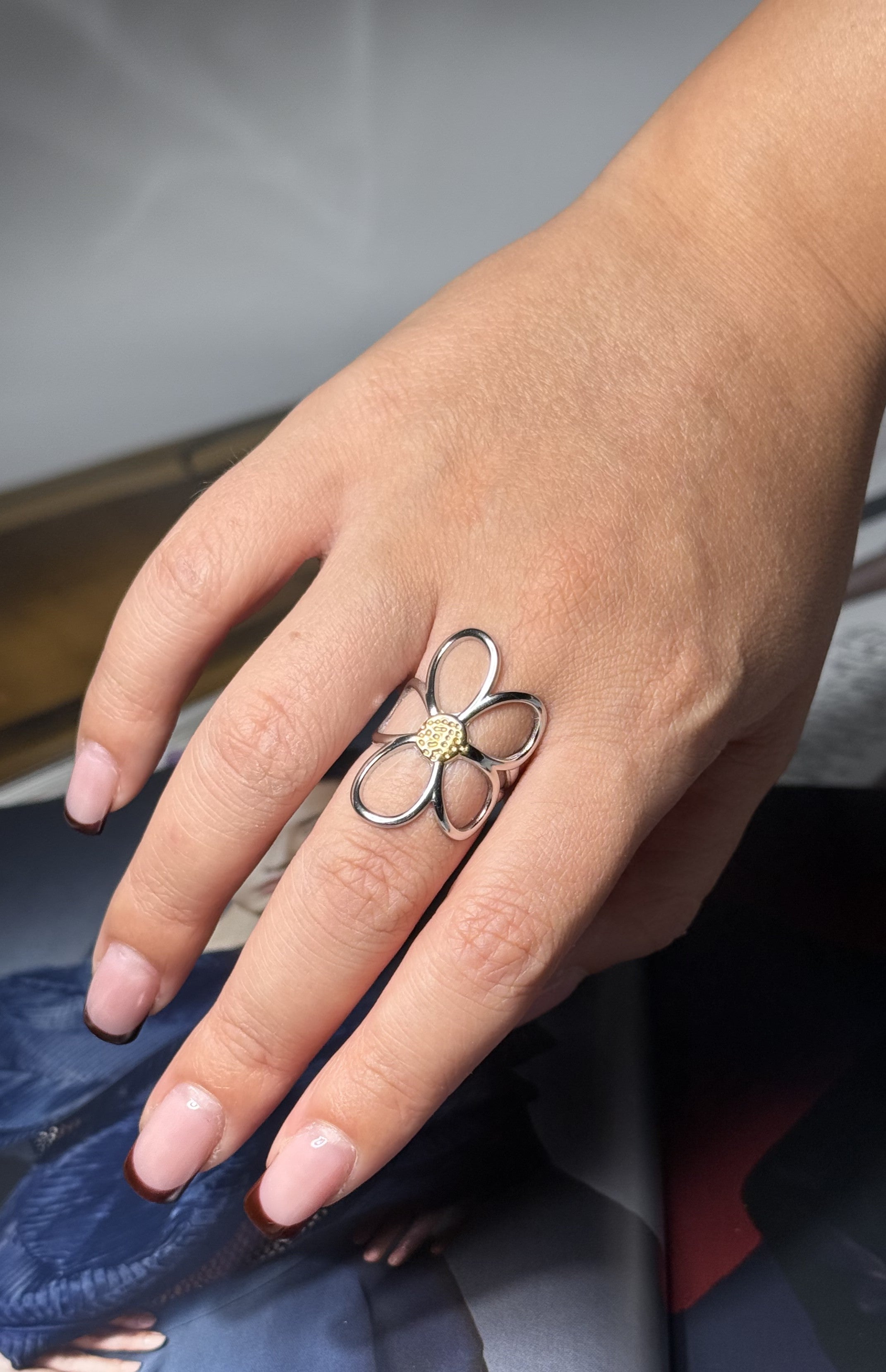 ANELLO MARGHERITA ACCIAIO 304 BICOLOR