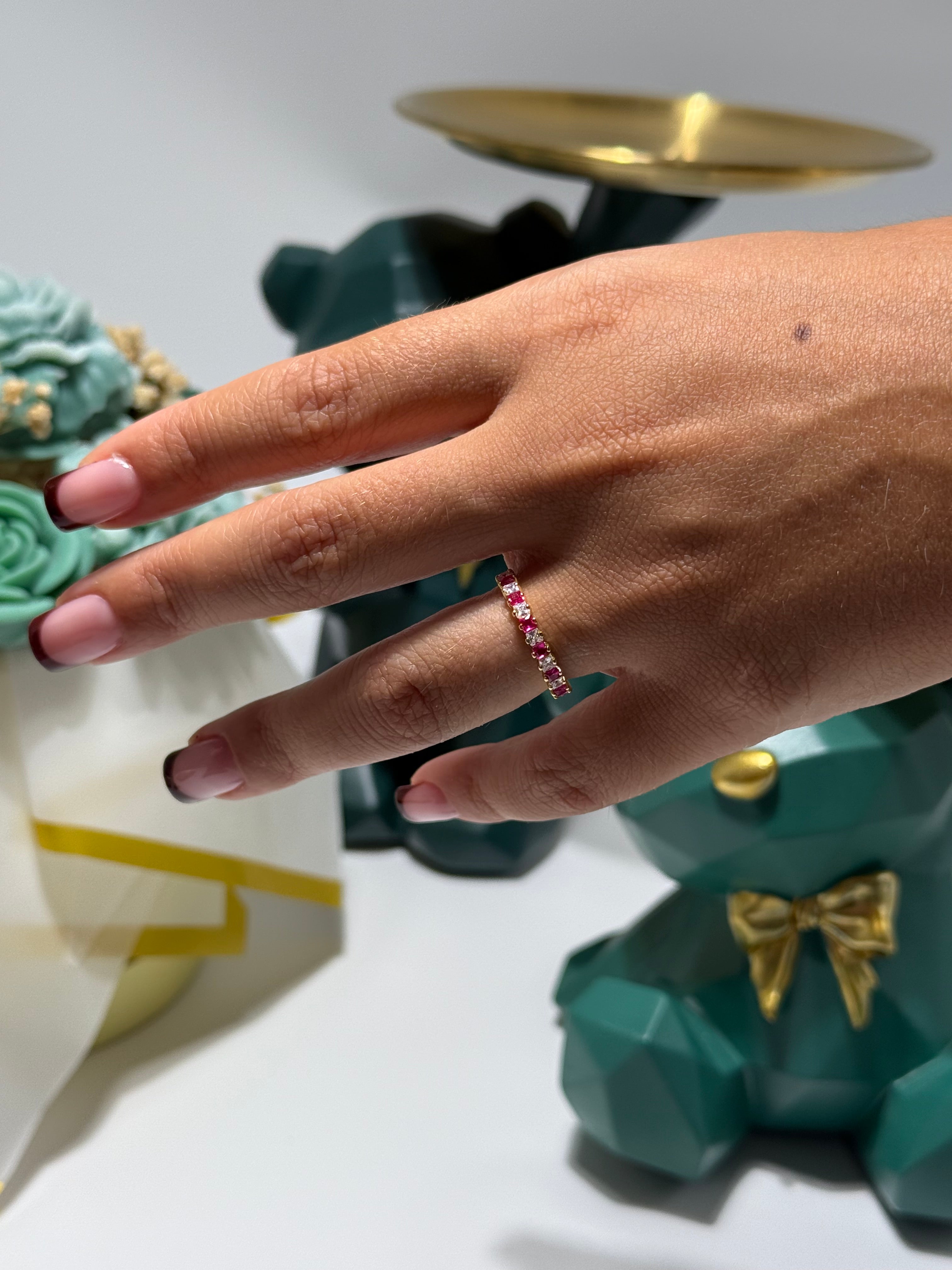 ANELLO ADELE ARGENTO 925 COL.ORO ZIRCONI BIANCO/MAGENTA