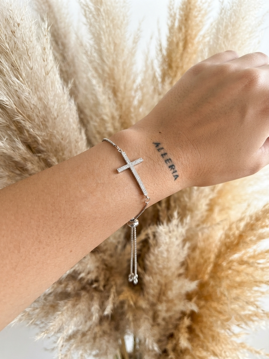 BRACCIALE SALISCENDI CROCE ACCIAIO SILVER